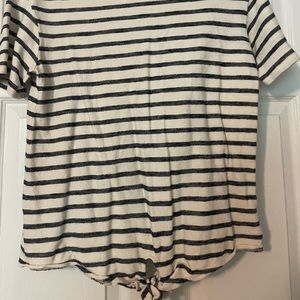 Navy Blue and White Stripped Crop Top